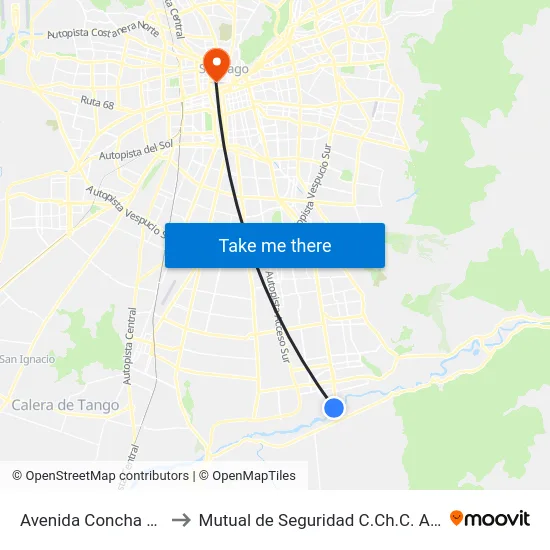 Avenida Concha Y Toro to Mutual de Seguridad C.Ch.C. Agustinas map