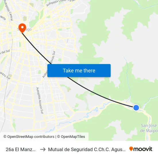 26a El Manzano to Mutual de Seguridad C.Ch.C. Agustinas map