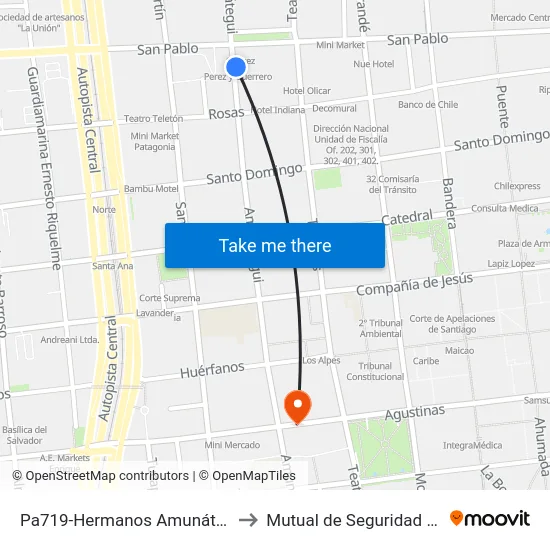 Pa719-Hermanos Amunátegui / Esq. San Pablo to Mutual de Seguridad C.Ch.C. Agustinas map