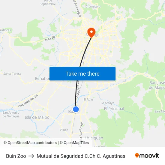 Buin Zoo to Mutual de Seguridad C.Ch.C. Agustinas map