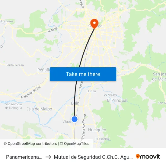 Panamericana Sur to Mutual de Seguridad C.Ch.C. Agustinas map