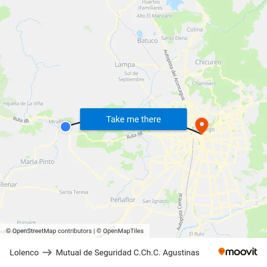 Lolenco to Mutual de Seguridad C.Ch.C. Agustinas map