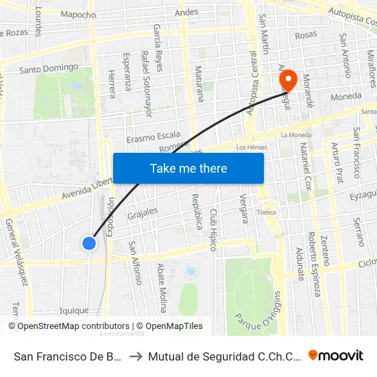 San Francisco De Borja, 465 to Mutual de Seguridad C.Ch.C. Agustinas map