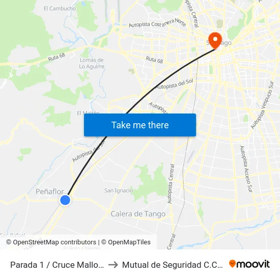 Parada 1 / Cruce Malloco-Talagante to Mutual de Seguridad C.Ch.C. Agustinas map