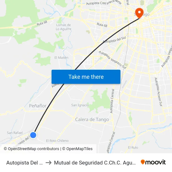 Autopista Del Sol to Mutual de Seguridad C.Ch.C. Agustinas map