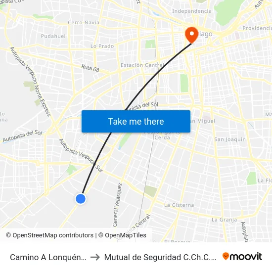 Camino A Lonquén, 11011 to Mutual de Seguridad C.Ch.C. Agustinas map