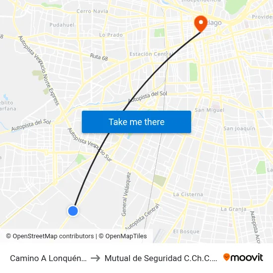 Camino A Lonquén, 14437 to Mutual de Seguridad C.Ch.C. Agustinas map