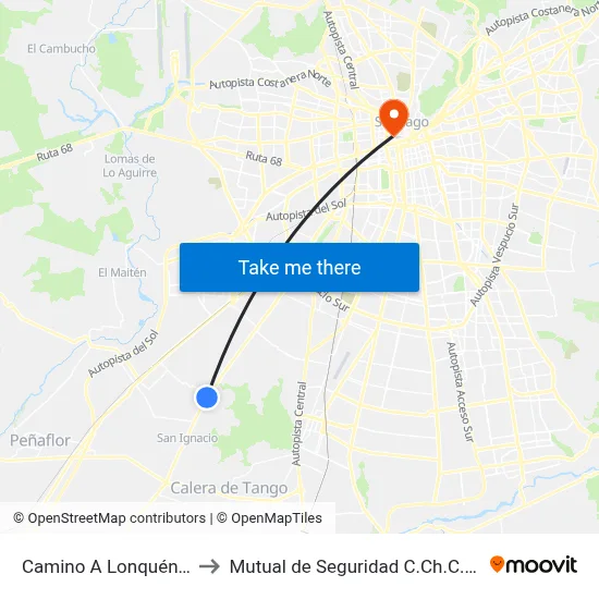 Camino A Lonquén, 10040 to Mutual de Seguridad C.Ch.C. Agustinas map