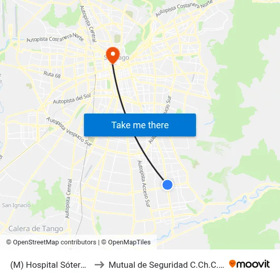 (M) Hospital Sótero Del Río to Mutual de Seguridad C.Ch.C. Agustinas map