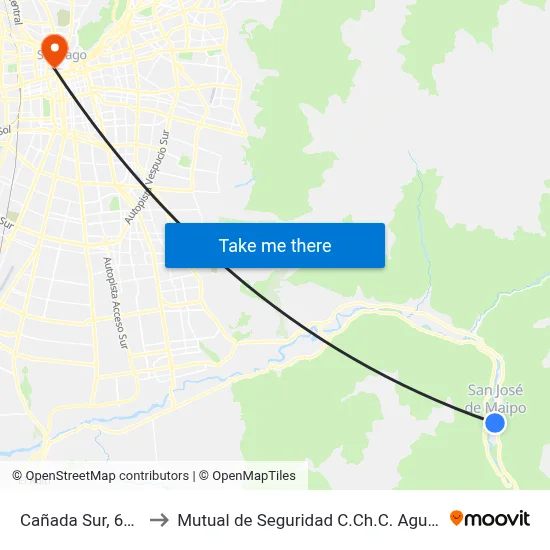 Cañada Sur, 60-74 to Mutual de Seguridad C.Ch.C. Agustinas map