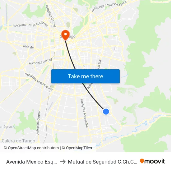 Avenida Mexico Esq. El Peral to Mutual de Seguridad C.Ch.C. Agustinas map