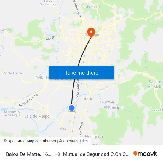 Bajos De Matte, 1618-1632 to Mutual de Seguridad C.Ch.C. Agustinas map
