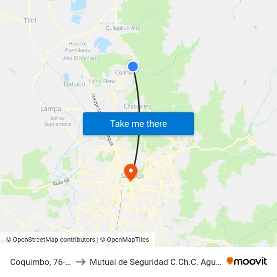 Coquimbo, 76-108 to Mutual de Seguridad C.Ch.C. Agustinas map
