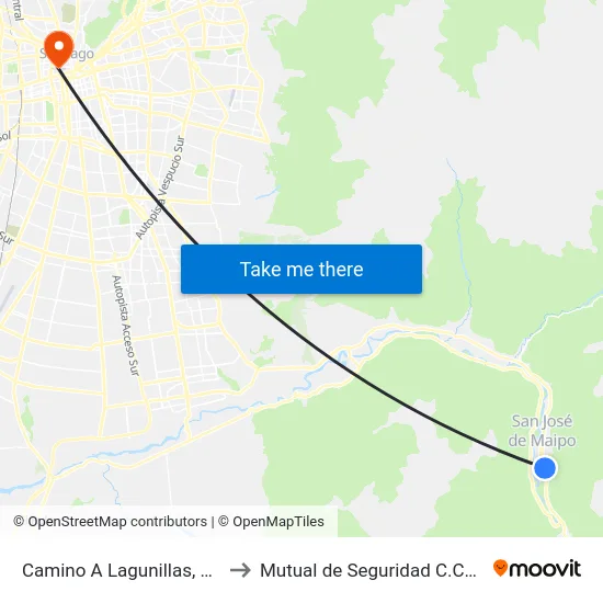 Camino A Lagunillas, 20809-20881 to Mutual de Seguridad C.Ch.C. Agustinas map