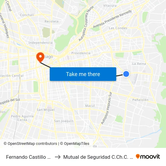 Fernando Castillo Velasco to Mutual de Seguridad C.Ch.C. Agustinas map