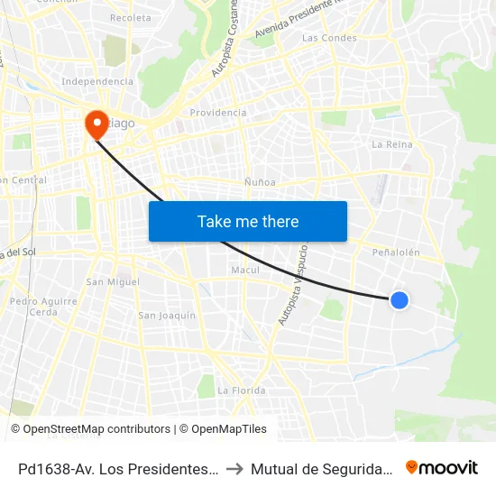Pd1638-Av. Los Presidentes / Esq. Av.C. Las Perdices to Mutual de Seguridad C.Ch.C. Agustinas map