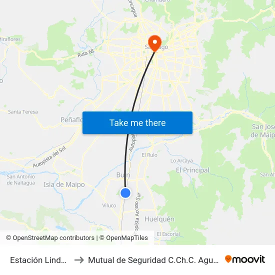 Estación Linderos to Mutual de Seguridad C.Ch.C. Agustinas map
