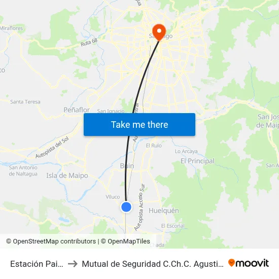 Estación Paine to Mutual de Seguridad C.Ch.C. Agustinas map