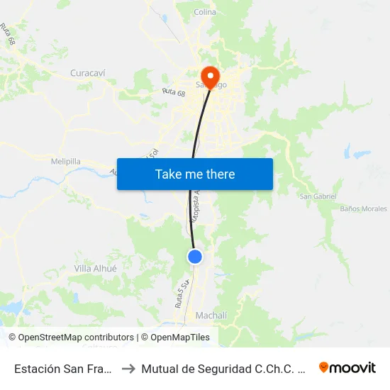 Estación San Francisco to Mutual de Seguridad C.Ch.C. Agustinas map