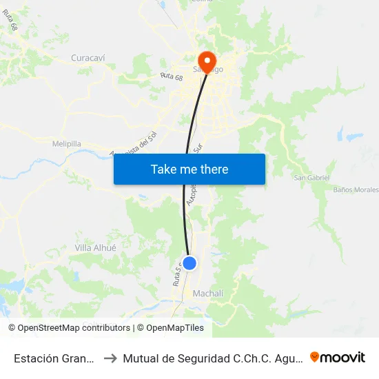 Estación Graneros to Mutual de Seguridad C.Ch.C. Agustinas map