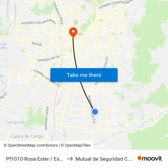 Pf1010-Rosa Ester / Esq. Los Cipreses to Mutual de Seguridad C.Ch.C. Agustinas map