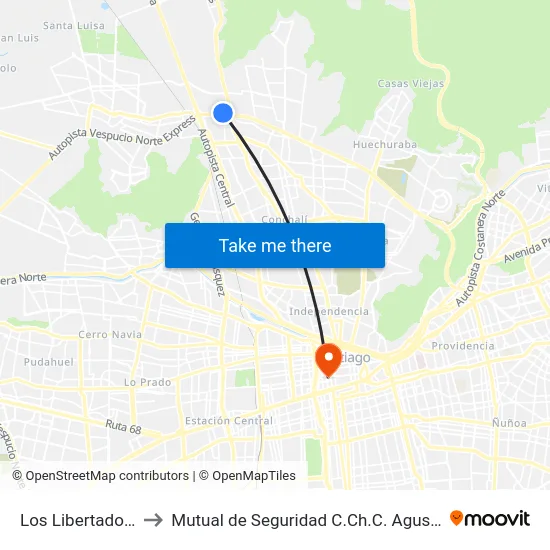 Los Libertadores to Mutual de Seguridad C.Ch.C. Agustinas map