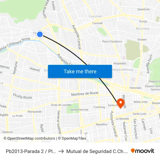 Pb2013-Parada 2 / Plaza Renca to Mutual de Seguridad C.Ch.C. Agustinas map