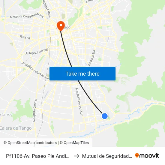 Pf1106-Av. Paseo Pie Andino / Esq. Cerro Pochoco to Mutual de Seguridad C.Ch.C. Agustinas map