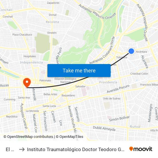 El Golf to Instituto Traumatológico Doctor Teodoro Gebauer Weisser map