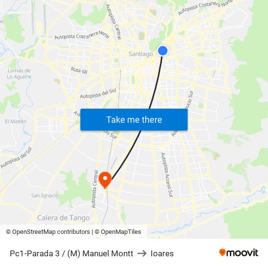 Pc1-Parada 3 / (M) Manuel Montt to Ioares map