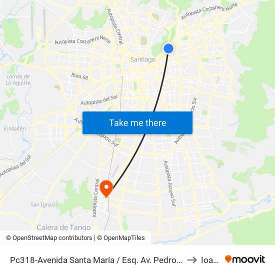 Pc318-Avenida Santa María / Esq. Av. Pedro De Valdivia to Ioares map