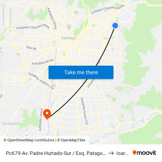 Pc679-Av. Padre Hurtado-Sur / Esq. Patagonia to Ioares map