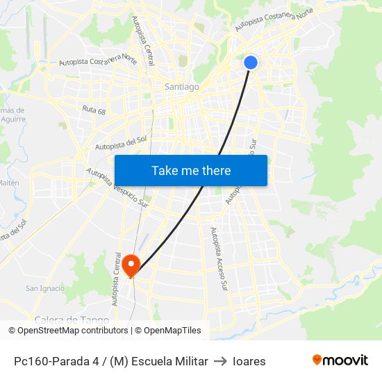 Pc160-Parada 4 / (M) Escuela Militar to Ioares map