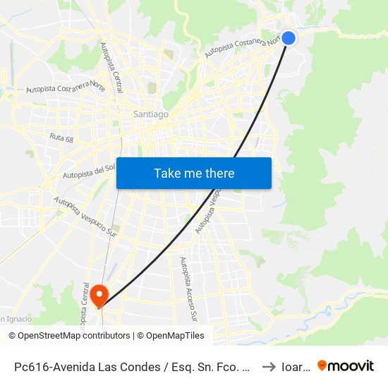Pc616-Avenida Las Condes / Esq. Sn. Fco. De Asís to Ioares map