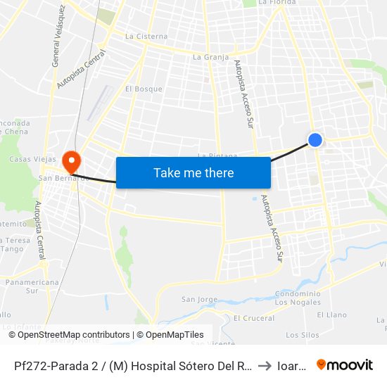 Pf272-Parada 2 / (M) Hospital Sótero Del Río to Ioares map