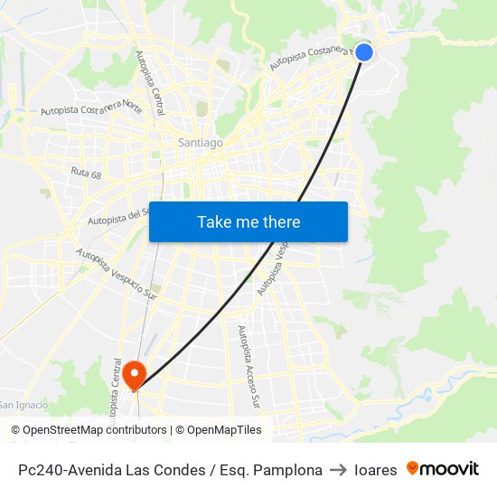 Pc240-Avenida Las Condes / Esq. Pamplona to Ioares map