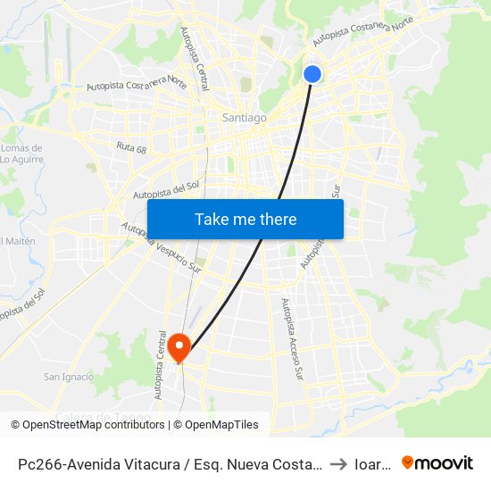 Pc266-Avenida Vitacura / Esq. Nueva Costanera to Ioares map
