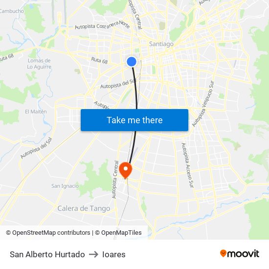 San Alberto Hurtado to Ioares map