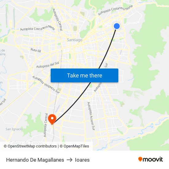 Hernando De Magallanes to Ioares map