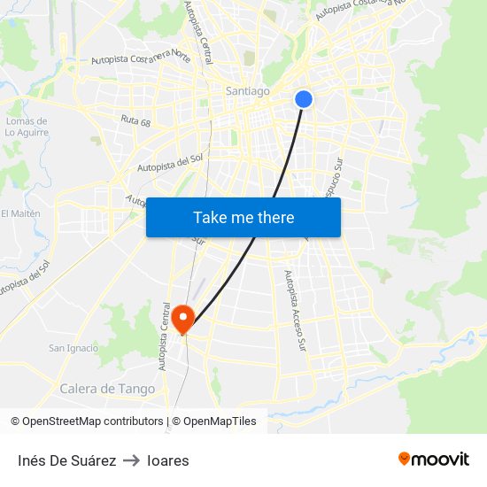 Inés De Suárez to Ioares map
