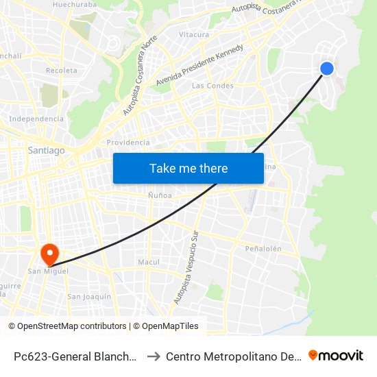 Pc623-General Blanche / Esq. Sn. C. De Apoquindo to Centro Metropolitano De Imágenes Mamarias (Cmim) map