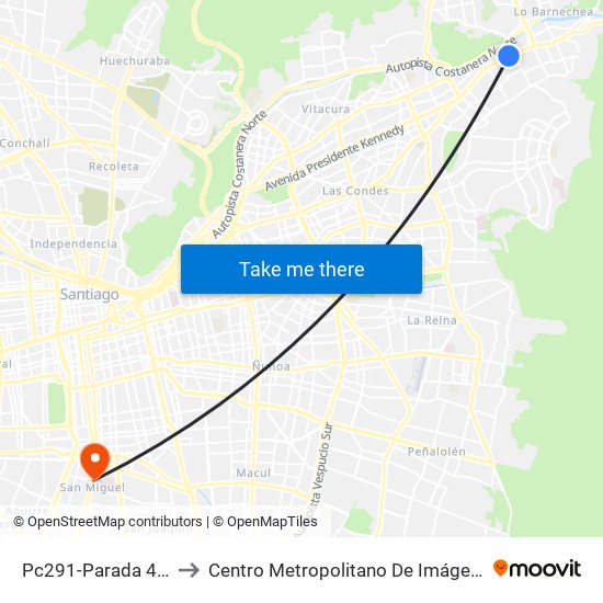 Pc291-Parada 4 / Cantagallo to Centro Metropolitano De Imágenes Mamarias (Cmim) map