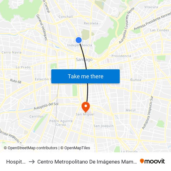 Hospitales to Centro Metropolitano De Imágenes Mamarias (Cmim) map