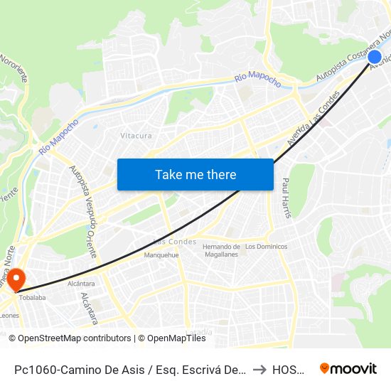 Pc1060-Camino De Asis / Esq. Escrivá De Balaguer to HOSMET map