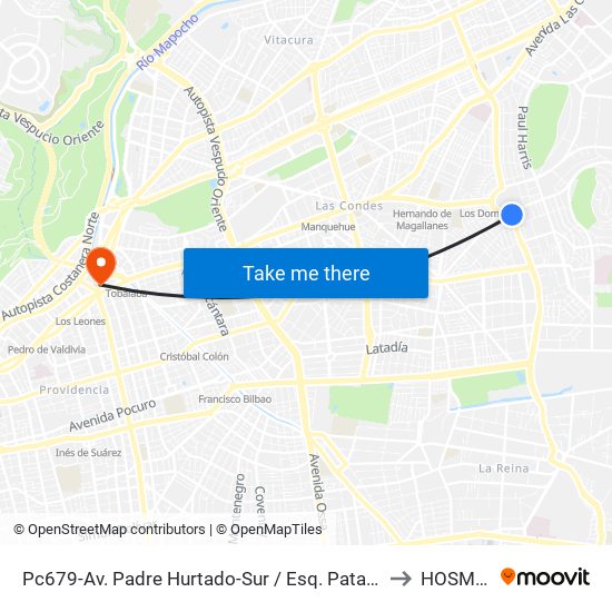 Pc679-Av. Padre Hurtado-Sur / Esq. Patagonia to HOSMET map