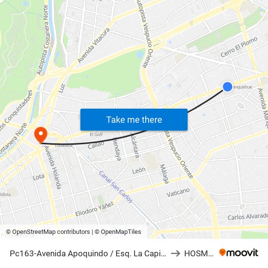 Pc163-Avenida Apoquindo / Esq. La Capitanía to HOSMET map