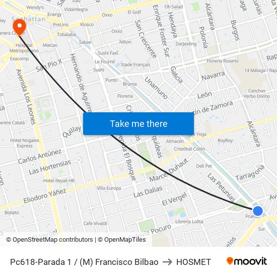 Pc618-Parada 1 / (M) Francisco Bilbao to HOSMET map