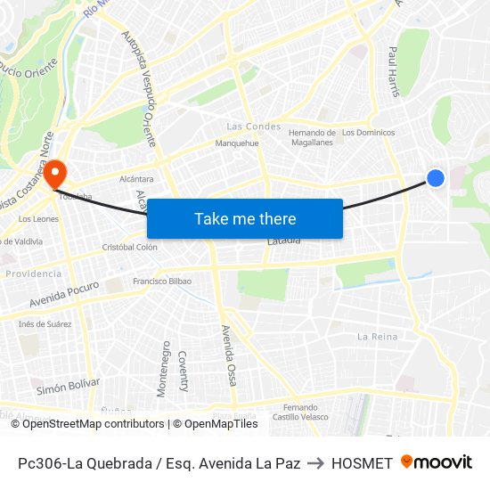 Pc306-La Quebrada / Esq. Avenida La Paz to HOSMET map