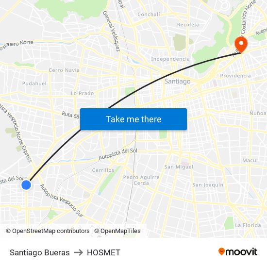 Santiago Bueras to HOSMET map