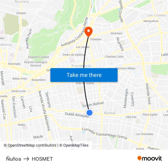 Ñuñoa to HOSMET map